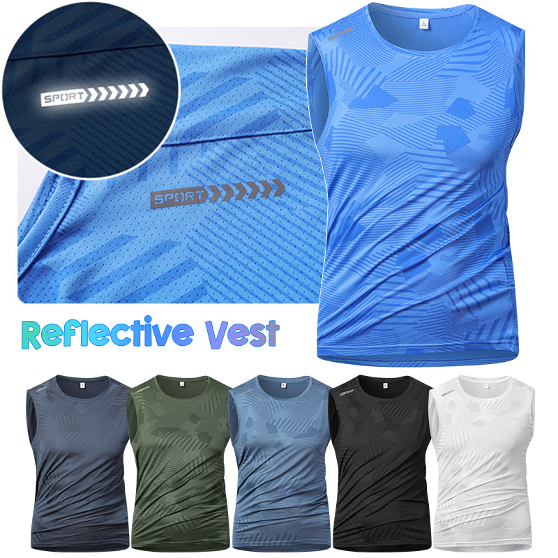 Sleeveless Undershirt - Męska kamizelka odblaskowa do biegania, letnia,